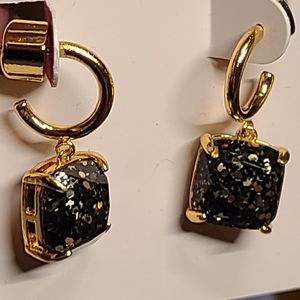 Kate spade midnight black glitter huggies